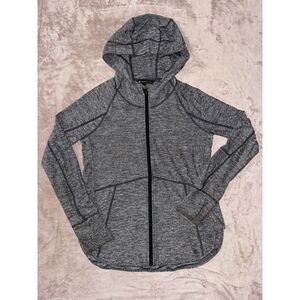 Athleta Women's Sweatshirt Hoodie  Gray Full Zip Thumb Hole‎ Size Small